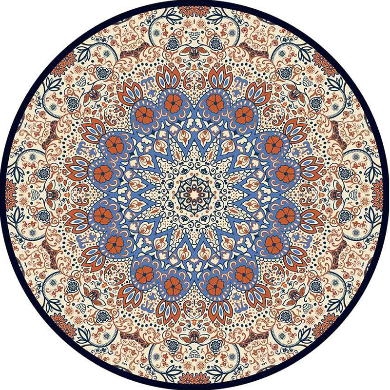 Rug moderne du milieu du siècle Classic Flower Imprimer du tapis de tapis en polyester sans glissement pour décoration intérieure