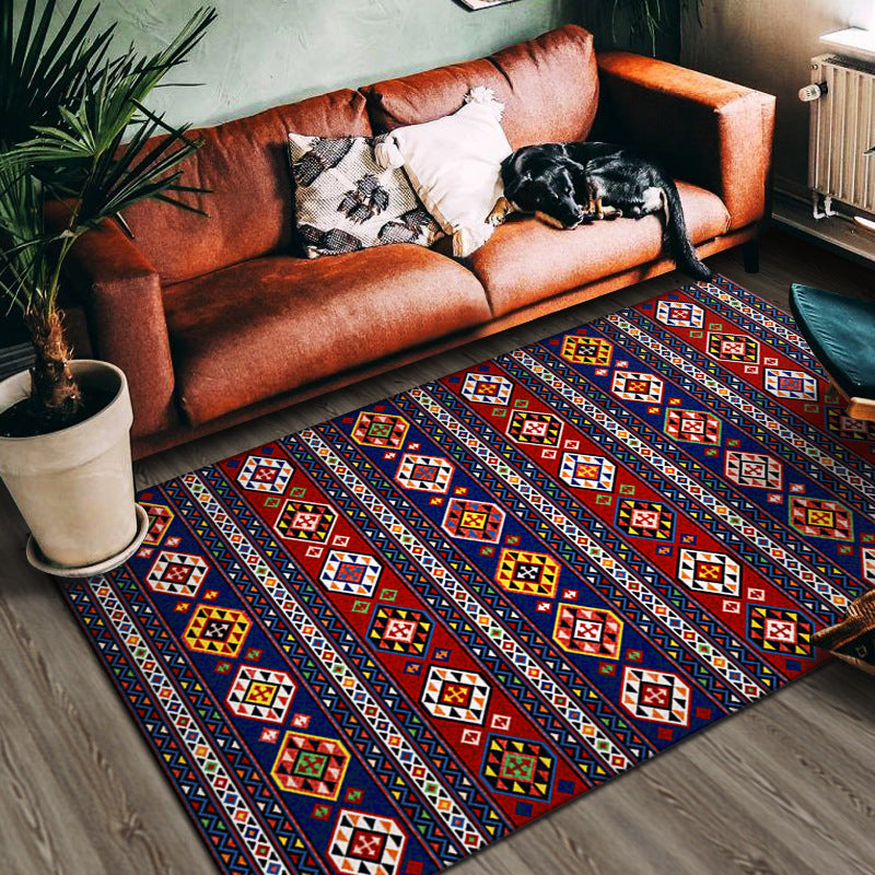 Rode woonkamer tapijt Boheemian Americana Patroon Tapijten Polyester Non-slip gebied Rug