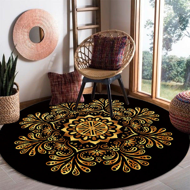 Shabby Chic Black Tone Area Rug Polyester Carpet Stain Resistant Carpet for Living Room