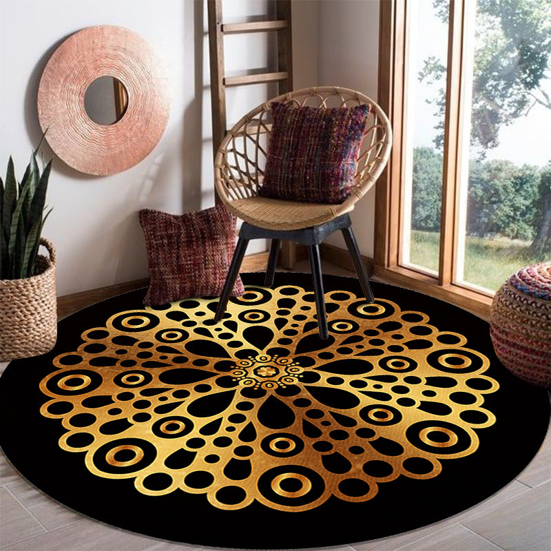 Shabby Chic Black Tone Area Rug Polyester Carpet Stain Resistant Carpet for Living Room