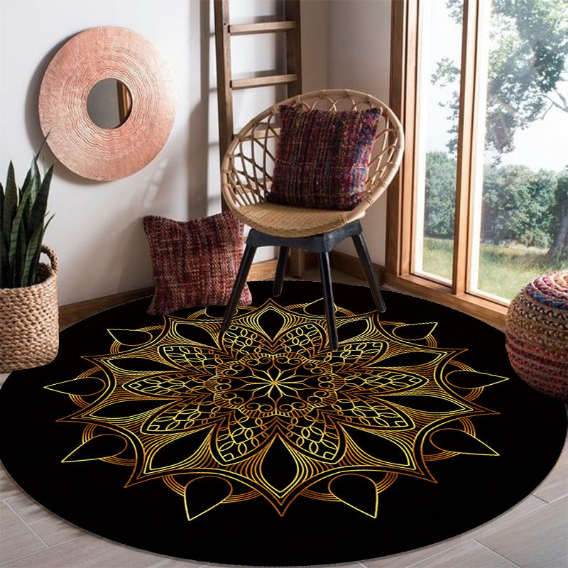 Shabby Chic Black Tone Area Rug Polyester Carpet Stain Resistant Carpet for Living Room