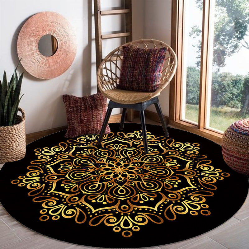 Shabby Chic Black Tone Area Rug Polyester Carpet Stain Resistant Carpet for Living Room