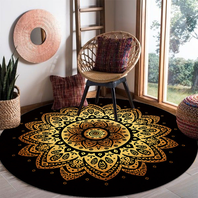 Shabby Chic Black Tone Area Rug Polyester Carpet Stain Resistant Carpet for Living Room