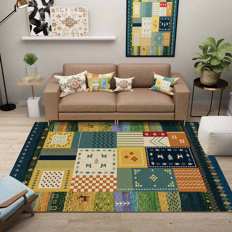 Boho-Chic Color Mixed Carpet Home Decoration Area Rug Polyester with Non-Slip Backing Rug