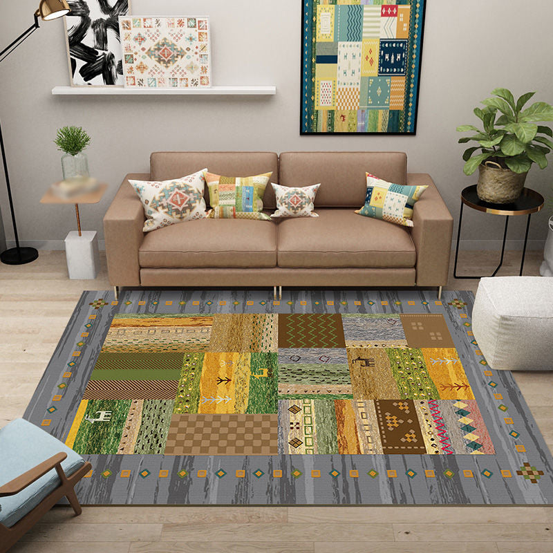 Alfombra mixta de color Boho-chic Área de decoración del hogar Poliéster con alfombra de respaldo que no