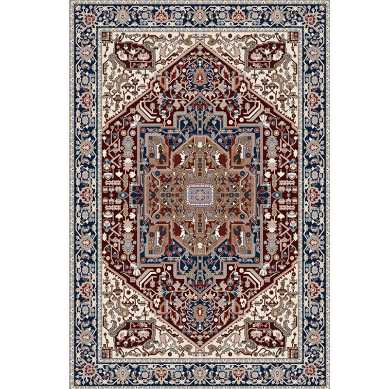 Mid-Century Medallion Print Area Carpet Polyester Carpet Non-Slip Backing Area Rug for Living Room