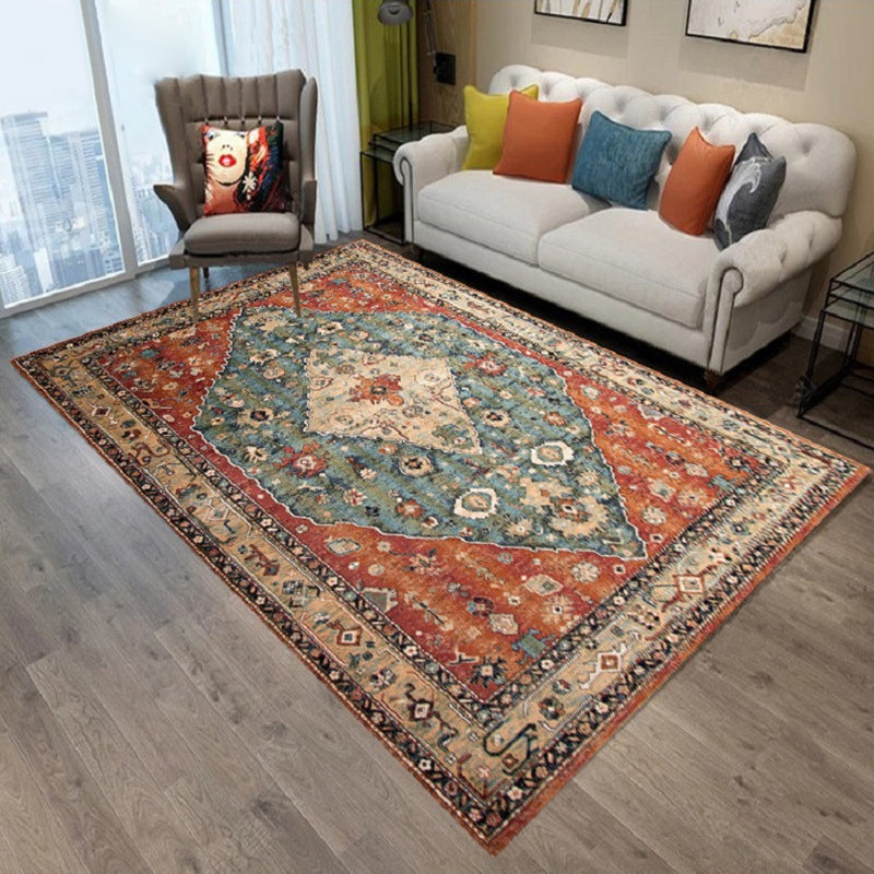 Mid-Century Modern Home Decoration Carpet Medallion Print Polyester Area Rug Washable Indoor Carpet