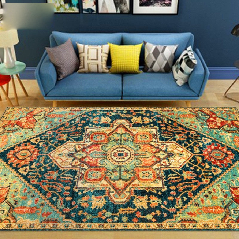 Mid-Century Modern Home Decoration Carpet Medallion Print Polyester Area Rug Washable Indoor Carpet