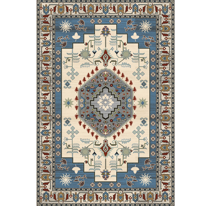 Mid-Century Modern Home Decoration Carpet Medallion Print Polyester Area Rug Washable Indoor Carpet