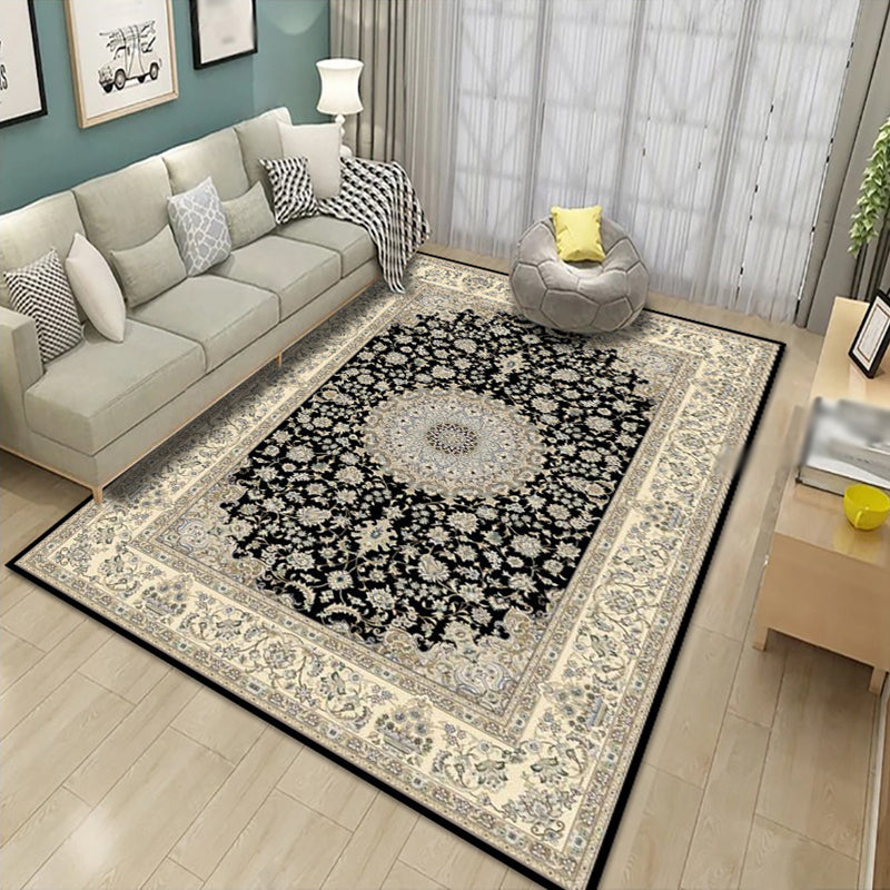 Vintage Carpet Traditional Polyester Rug Non-Slip Backing Indoor Rug for Living Room