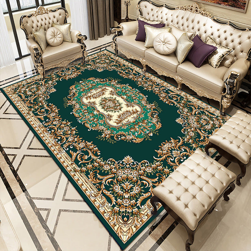 Classic Medallion Carpet Green Polyester Area Tapis tapis de support anti-split pour le salon