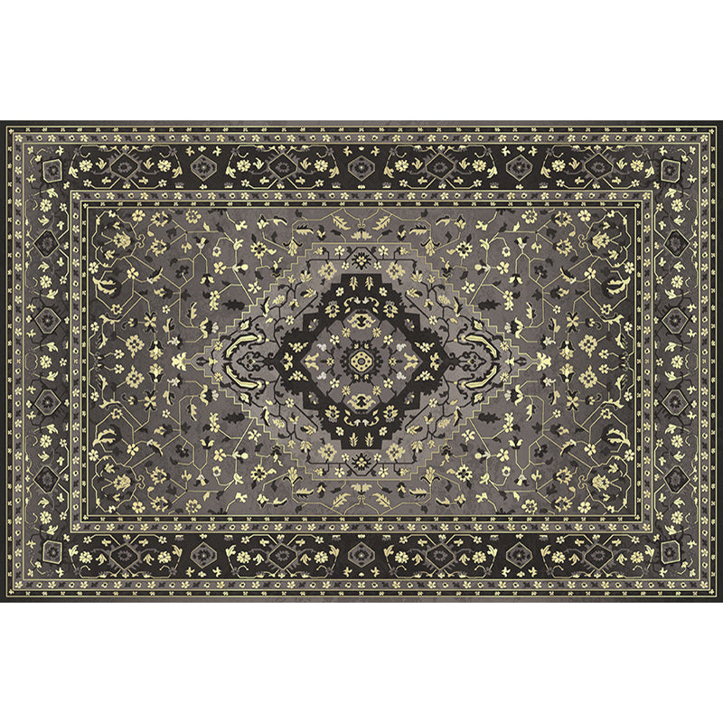 Mid-Century Indoor Rug Antique Floral Print Rug Polyester Anti-Slip Backing Carpet for Home Decor