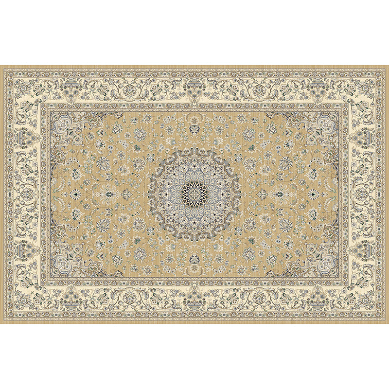 Nostalgia Indoor Rug Floral Print Mid-Century Rug Polyester Non-Slip Backing Carpet for Living Room