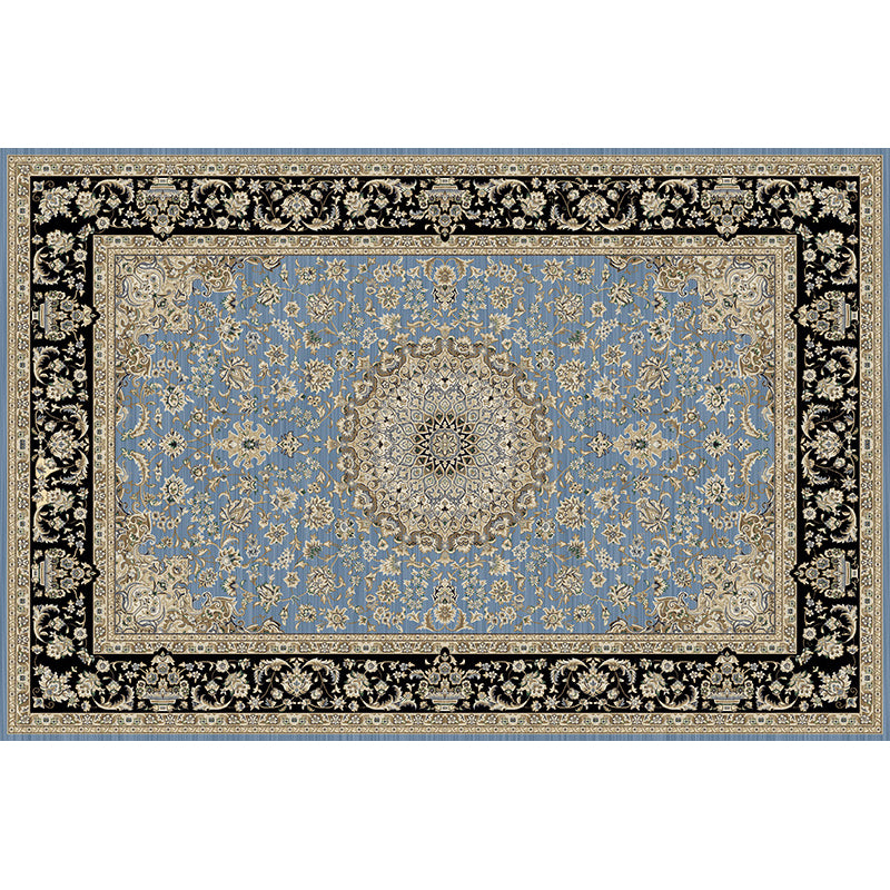 Nostalgia Indoor Rug Floral Print Mid-Century Rug Polyester Non-Slip Backing Carpet for Living Room