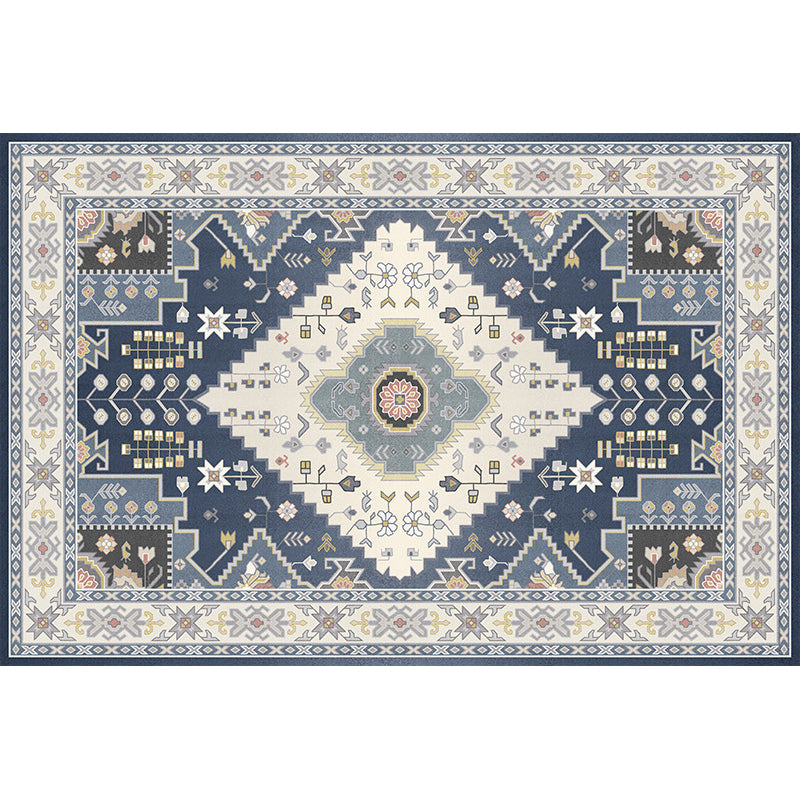 Nostalgia Indoor Rug Floral Print Mid-Century Rug Polyester Non-Slip Backing Carpet for Living Room