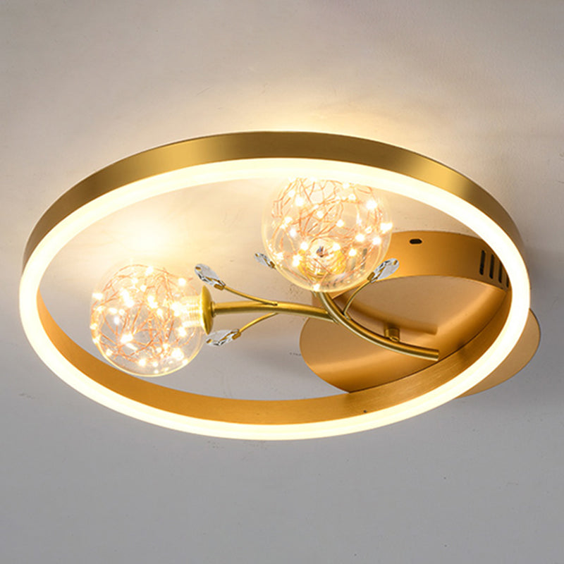 Clear Glass Flush Mount Modern Circle Ceiling Light Fixture for Bedroom