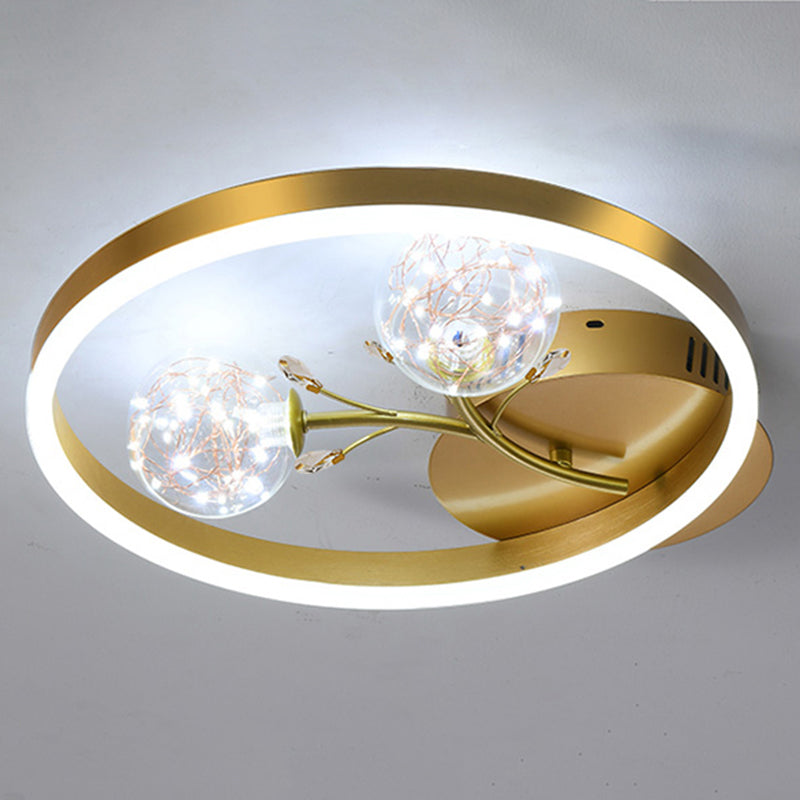 Clear Glass Flush Mount Modern Circle Ceiling Light Fixture for Bedroom