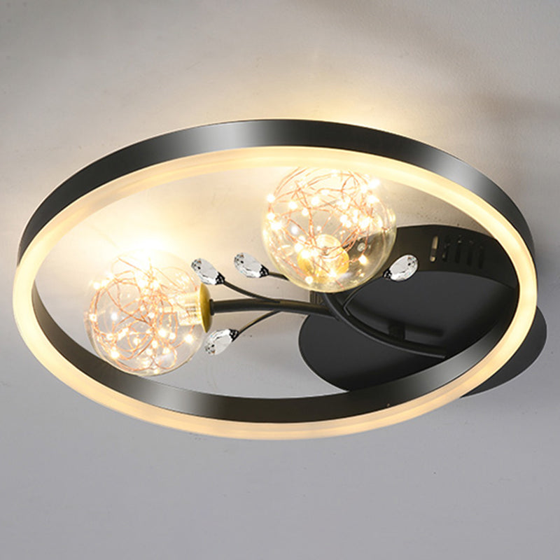 Clear Glass Flush Mount Modern Circle Ceiling Light Fixture for Bedroom