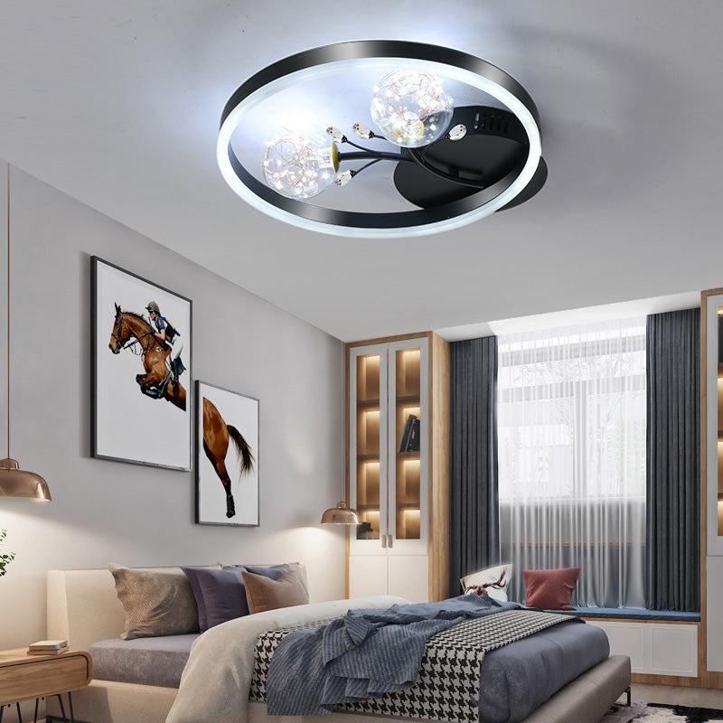 Clear Glass Flush Mount Modern Circle Ceiling Light Fixture for Bedroom