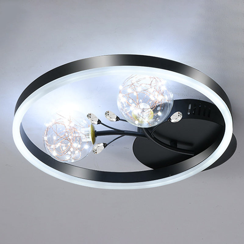 Clear Glass Flush Mount Modern Circle Ceiling Light Fixture for Bedroom