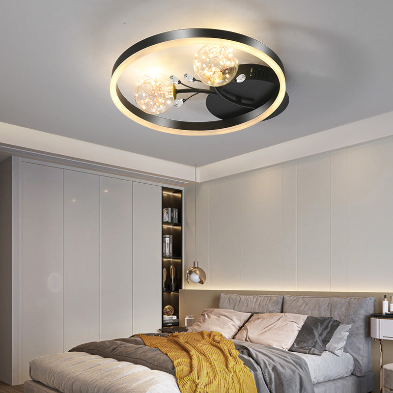 Clear Glass Flush Mount Modern Circle Ceiling Light Fixture for Bedroom