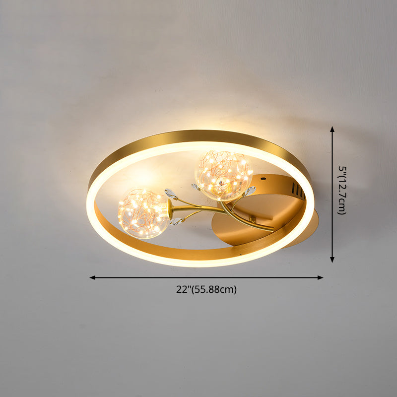 Clear Glass Flush Mount Modern Circle Ceiling Light Fixture for Bedroom