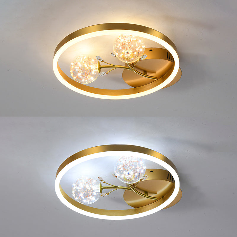 Clear Glass Flush Mount Modern Circle Ceiling Light Fixture for Bedroom