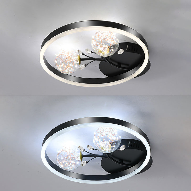 Clear Glass Flush Mount Modern Circle Ceiling Light Fixture for Bedroom