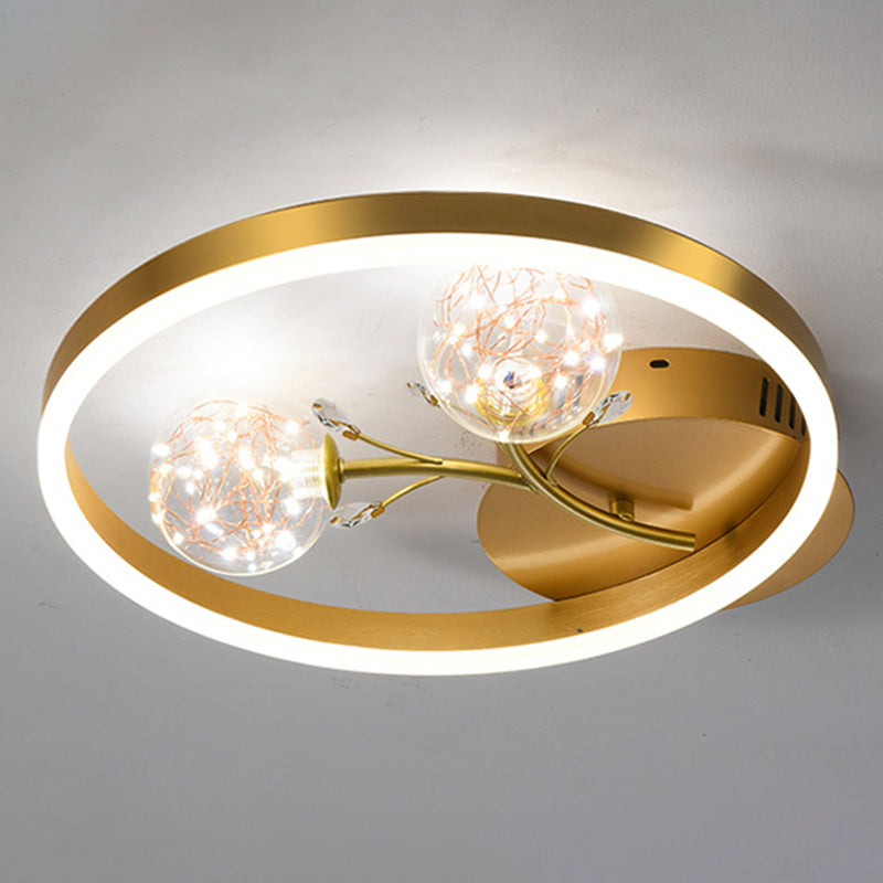 Clear Glass Flush Mount Modern Circle Ceiling Light Fixture for Bedroom