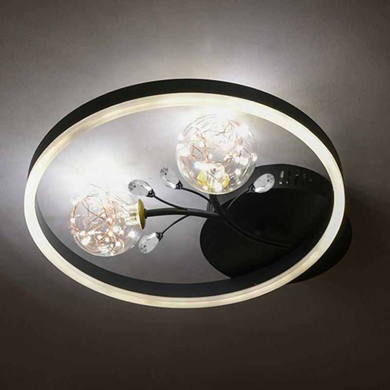 Clear Glass Flush Mount Modern Circle Ceiling Light Fixture for Bedroom