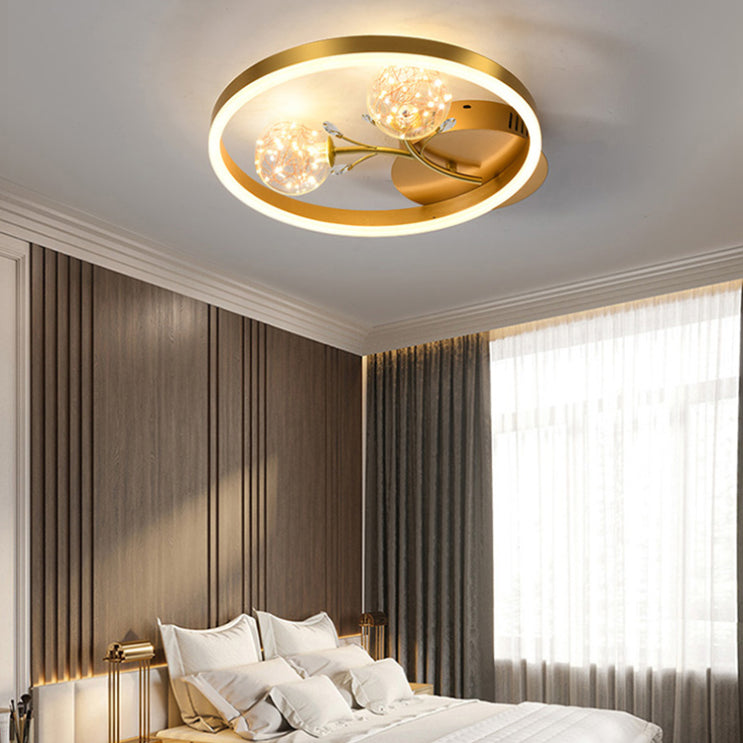 Clear Glass Flush Mount Modern Circle Ceiling Light Fixture for Bedroom