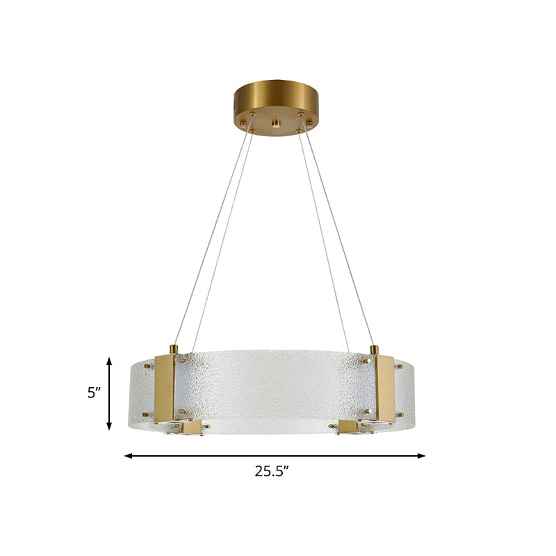 Circular Pendant Chandelier Modernist Frosted Glass 6 Heads Gold Ceiling Suspension Lamp