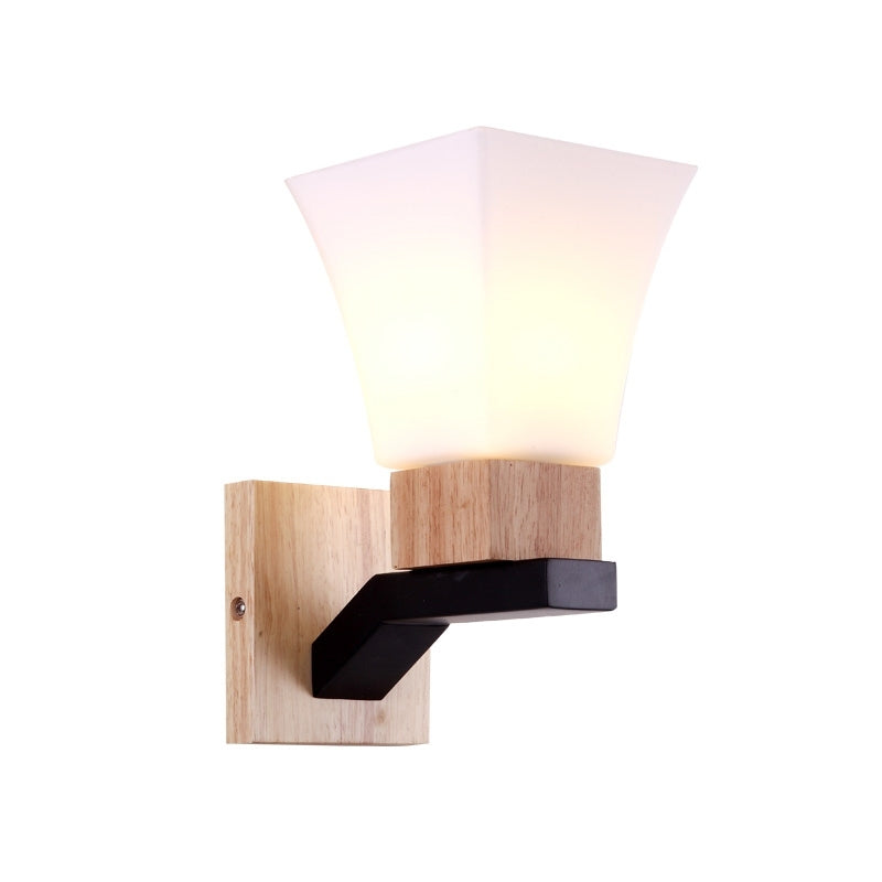 1 Luce di flire larga 1 testa di luce bianca contemporanea illuminazione montata a parete in legno