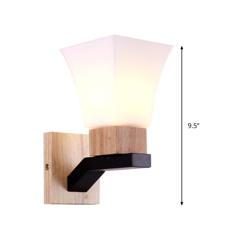 1 cabeza de ancho Luz de la explosión contemporánea Iluminación de pared de vidrio blanco contemporáneo en madera