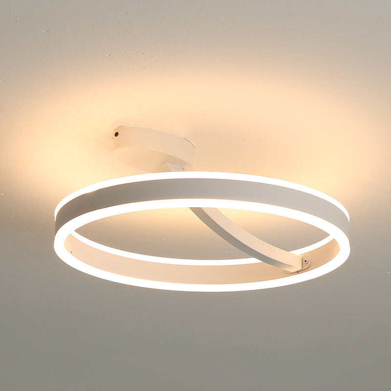 Aluminium Linear LED Semi Flush Mount in Modern Simplicity Acrylic 2-Light Ceiling Light for Bedroom