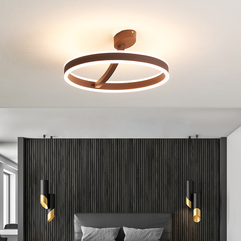 Aluminium Linear LED Semi Flush Mount in Modern Simplicity Acrylic 2-Light Ceiling Light for Bedroom