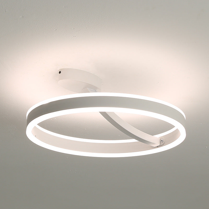 Aluminium Linear LED Semi Flush Mount in Modern Simplicity Acrylic 2-Light Ceiling Light for Bedroom