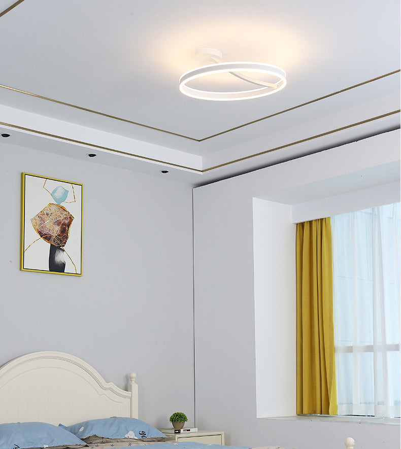 Aluminium Linear LED Semi Flush Mount in Modern Simplicity Acrylic 2-Light Ceiling Light for Bedroom