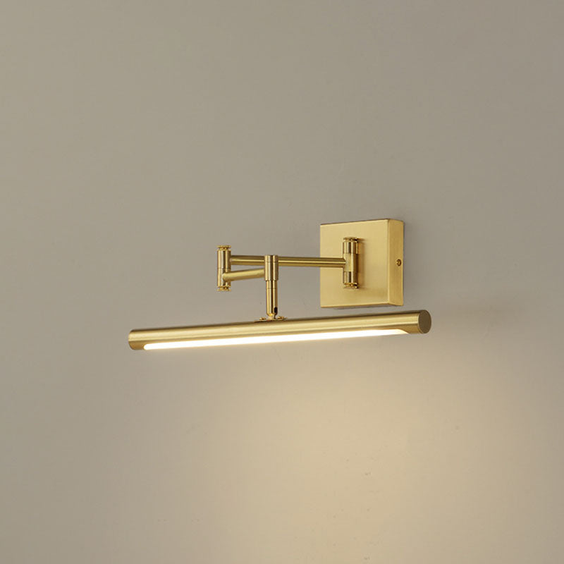 Gold Linear LED Wall Lamp in Modern Creative Style Copper Adjustable Wall Light with Acrylic Shade