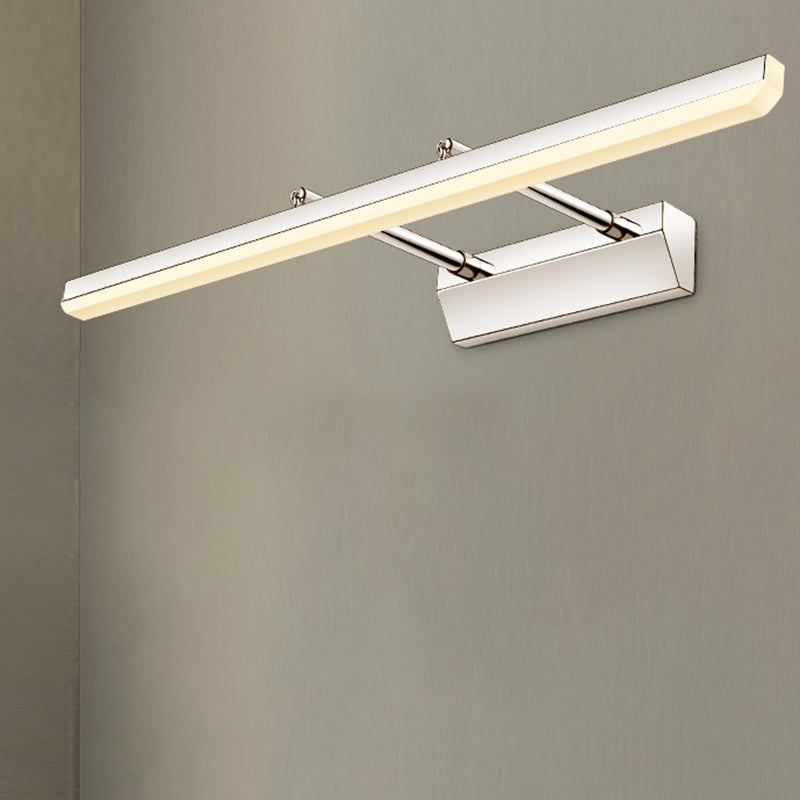 Silver Linear LED Extendable Wall Lamp in Modern Style Stainless-Steel Wall Light with Acrylic Shade