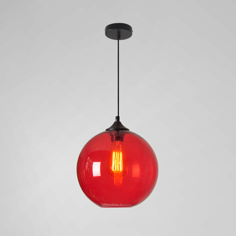 Industriële vintage enkele hanglampje smeedijzeren bol hangende lamp met glazen schaduw