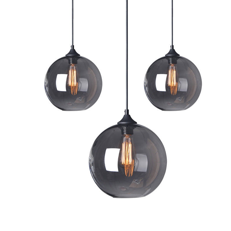 Industriële vintage enkele hanglampje smeedijzeren bol hangende lamp met glazen schaduw