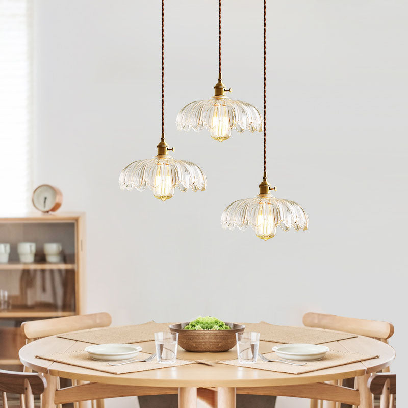 1-Light Glass Suspended Lighting Fixture Vintage Pendant Light Kit for Dining Room