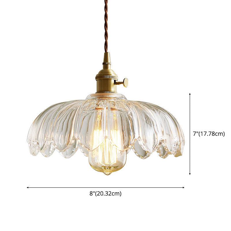 1-Light Glass Suspended Lighting Fixture Vintage Pendant Light Kit for Dining Room