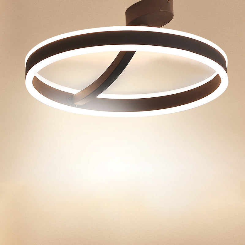 Modern Creative LED Semi Flush Mount Aluminium Linear Ceiling Fixture with Acrylic Shade