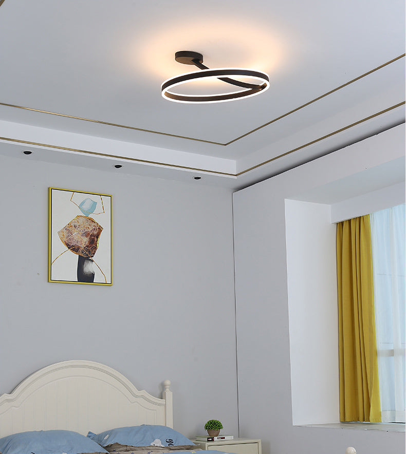 Modern Creative LED Semi Flush Mount Aluminium Linear Ceiling Fixture with Acrylic Shade