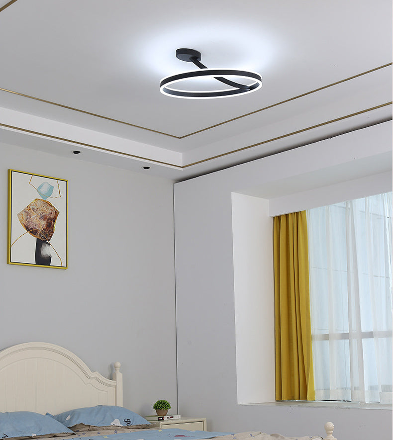 Modern Creative LED Semi Flush Mount Aluminium Linear Ceiling Fixture with Acrylic Shade