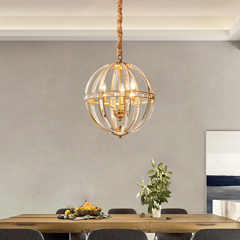 Globe Lantern Pendant Lighting Modern Crystal Dining Room Chandelier Light