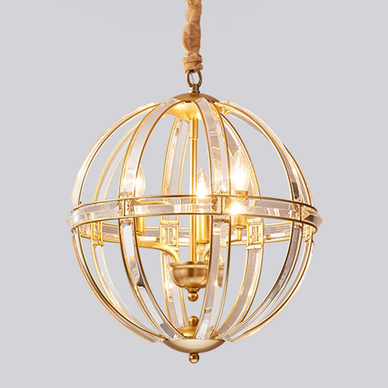 Globe Lantern Pendant Lighting Modern Crystal Dining Room Chandelier Light