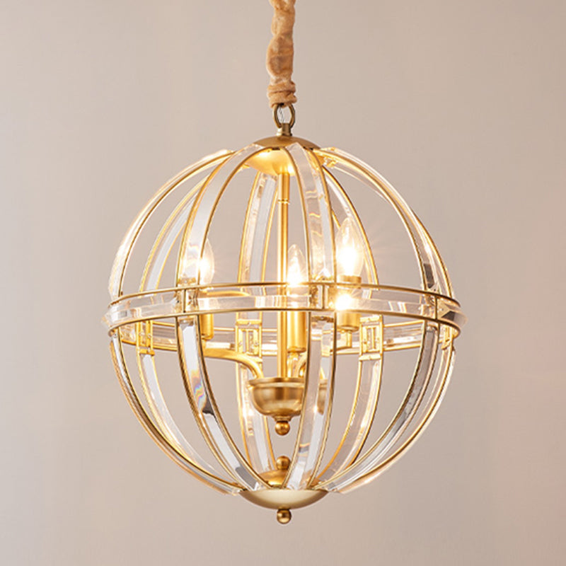 Globe Lantern Pendant Lighting Modern Crystal Dining Room Chandelier Light